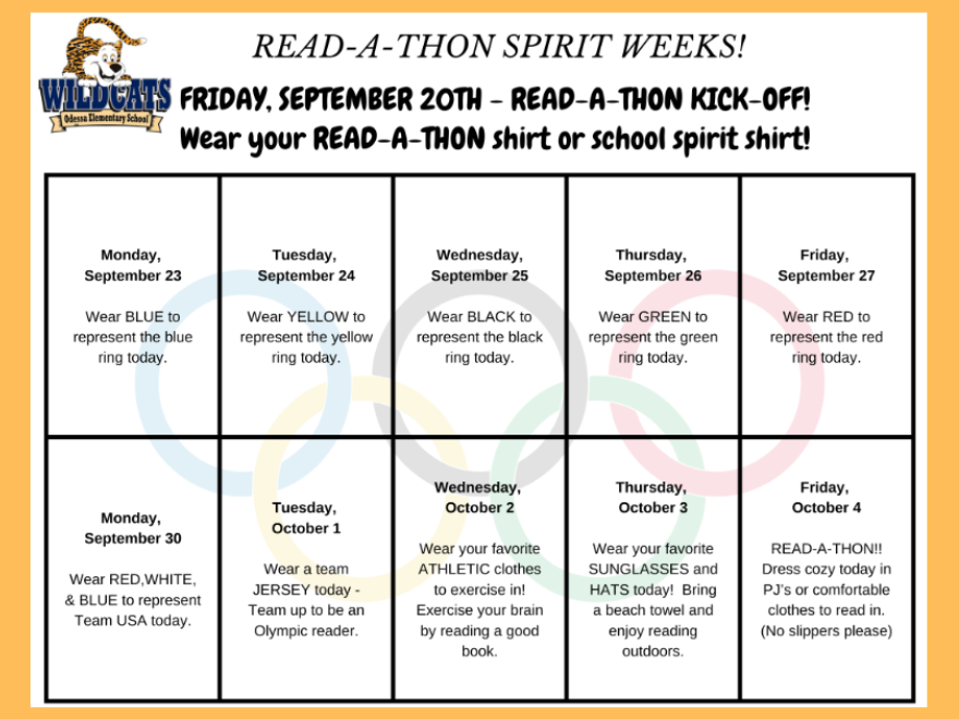 Read-A-Thon Spirit Weeks!