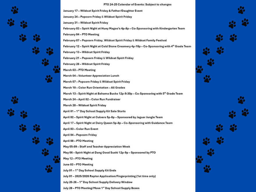 Updated PTO Calendar